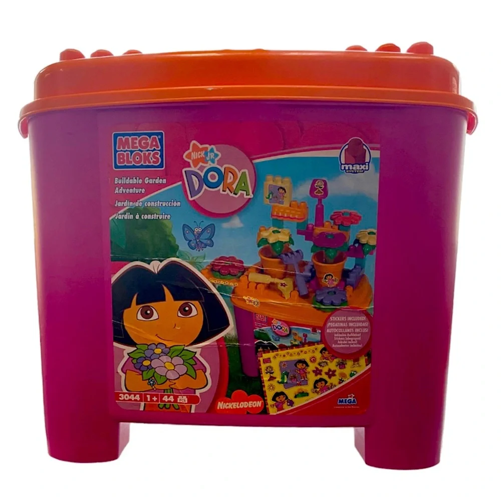 Dora Mega Blocks Tote Buildable Garden Large 140+ Pc Set Legos Y2K Vintage Toys